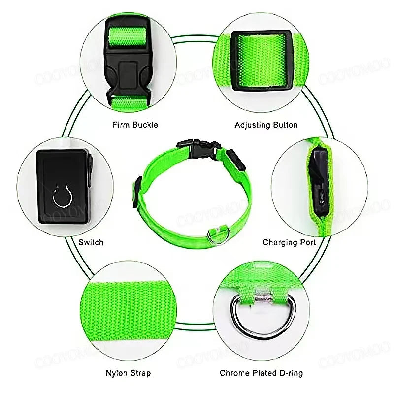 Collier LED Rechargeable USB pour Chien - Visible 500m, 3 Modes, Étanche