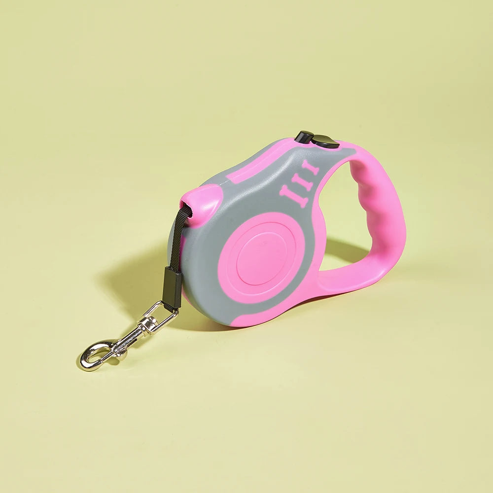Laisse Rétractable 5m pour Chien - Nylon Solide, Frein Automatique, pour Petits et Grands Chiens