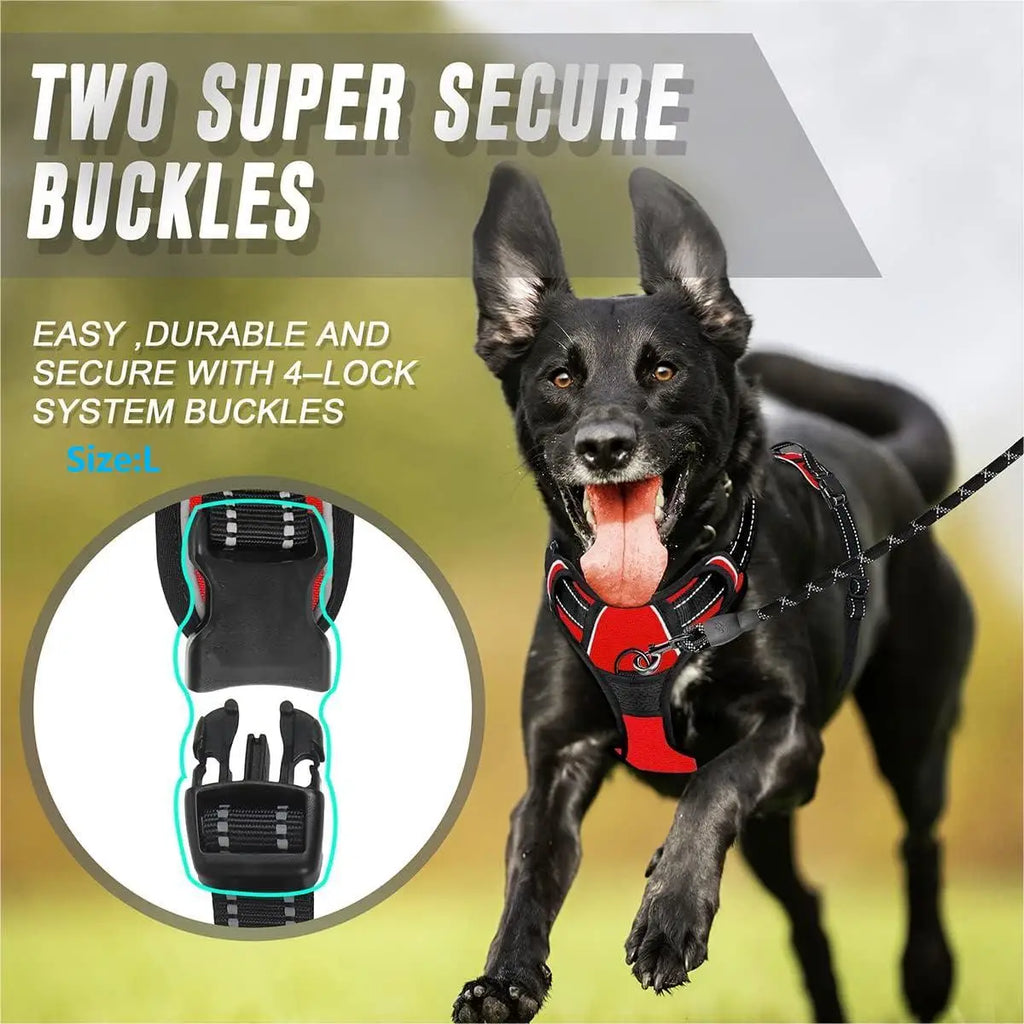 Harnais Anti-Traction Premium - Clip Frontal Réfléchissant pour Grands et Petits Chiens