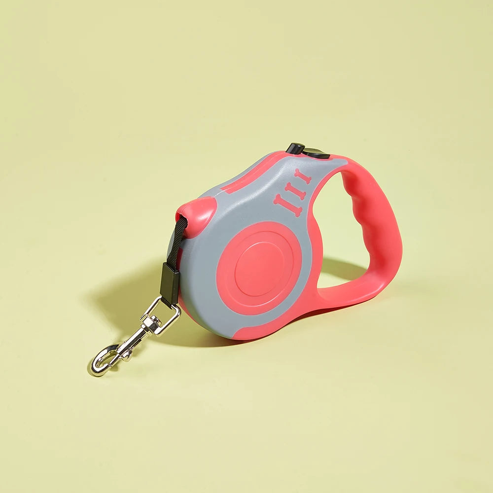 Laisse Rétractable 5m pour Chien - Nylon Solide, Frein Automatique, pour Petits et Grands Chiens