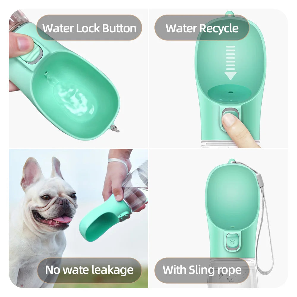 Bouteille d'Eau Portable pour Chien - Abreuvoir 2-en-1 Étanche pour Promenades
