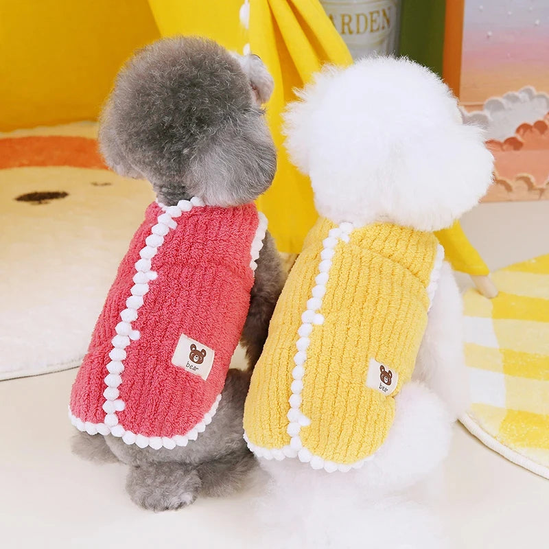 Gilet Doudou pour Petit Chien et Chat - Peluche Douce et Chaude, Hiver