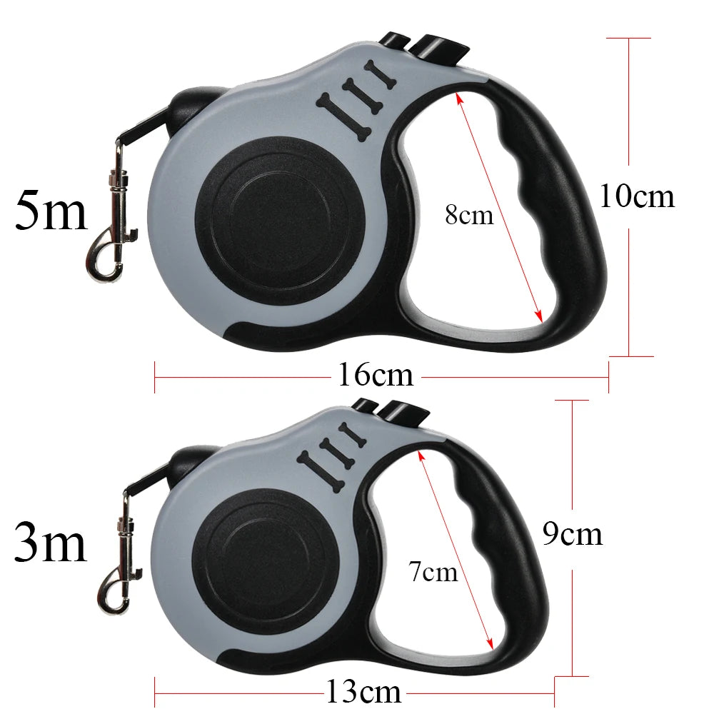 Laisse Rétractable 5m pour Chien - Nylon Solide, Frein Automatique, pour Petits et Grands Chiens